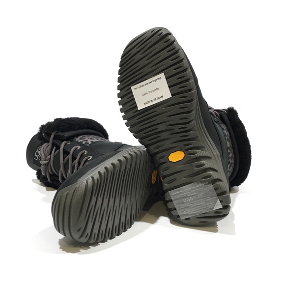 UGG ADIRONDACK II EXOTIC LEOPARD SNOW BOOTS -WATERPROOF BLACK LEATHER -US 6 -NEW - Picture 6 of 10